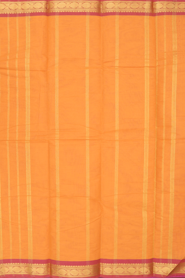 Kanchi Cotton Saree In Coral Pink With Contrast Border