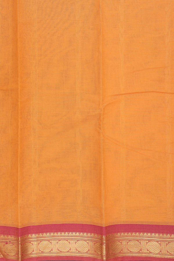 Kanchi Cotton Saree In Coral Pink With Contrast Border