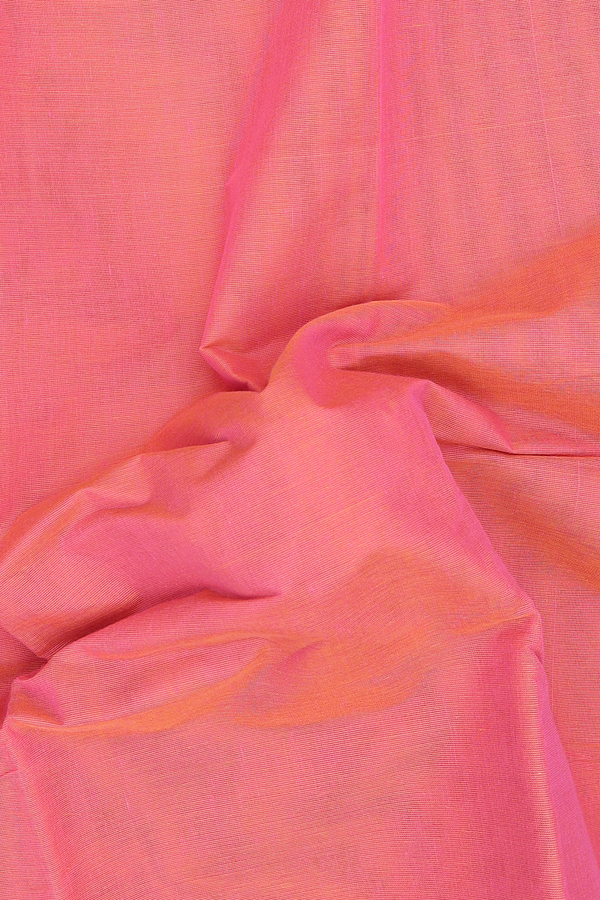 Kanchi Cotton Saree In Coral Pink With Contrast Border