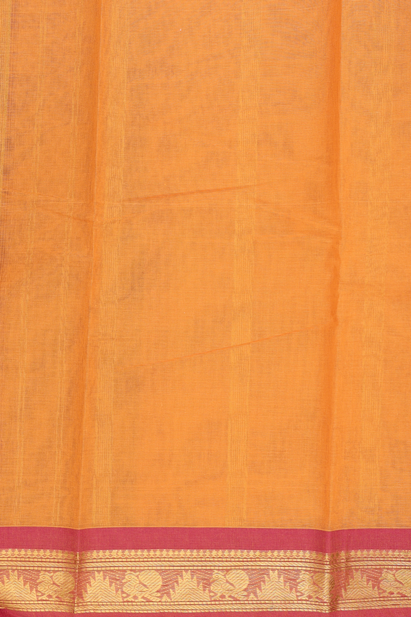 Kanchi Cotton Saree In Burnt Orange With Contrast Border