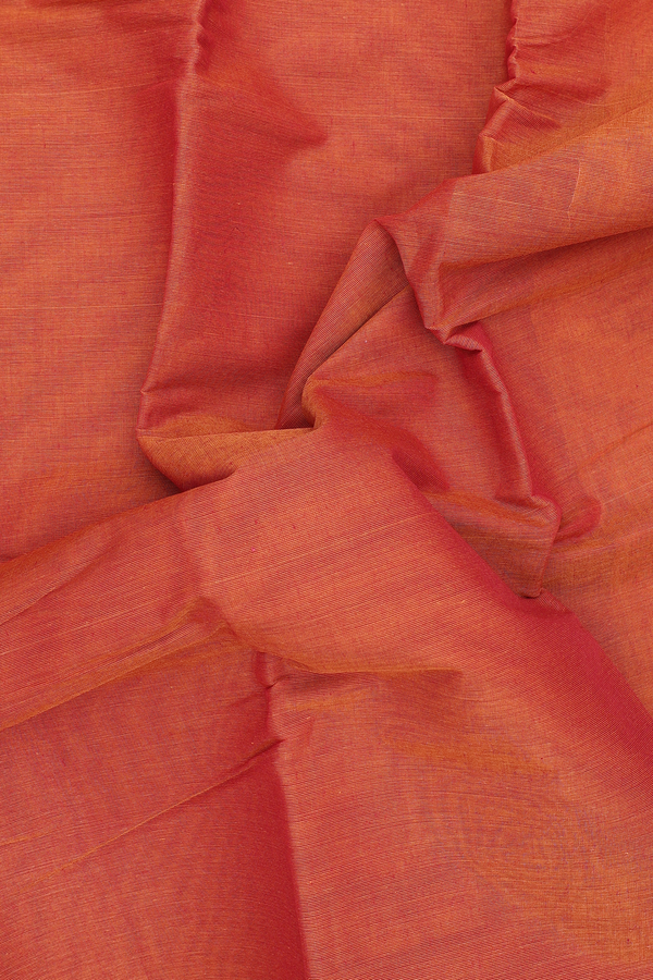 Kanchi Cotton Saree In Burnt Orange With Contrast Border