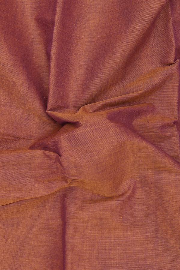 Kanchi Cotton Saree In Saddle Brown With Zari Border