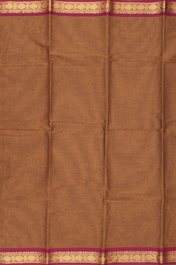 Kanchi Cotton Saree In Brown With Zari Border