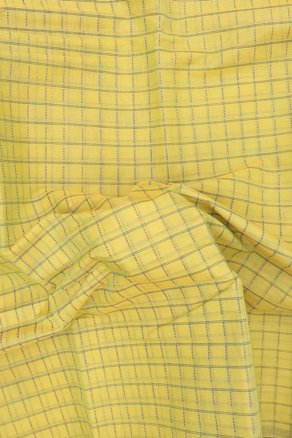 Kanchi Cotton Saree In Yellow With Checks Design