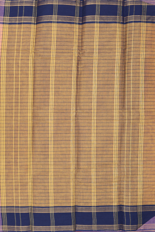 Kanchi Cotton Saree In Orange With Checks Design