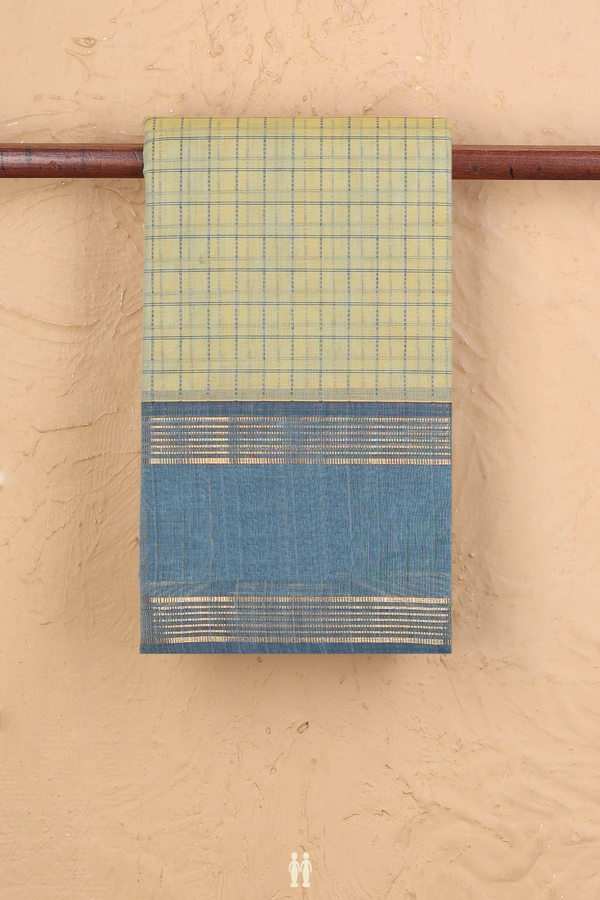 Kanchi Cotton Saree In Dual Tone With Checks Design