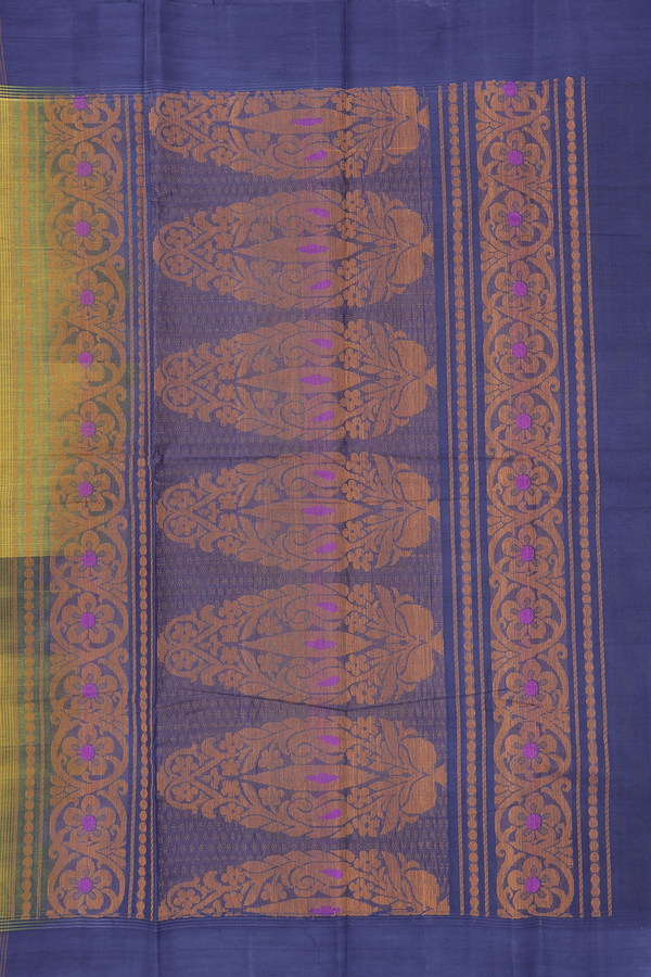 Kanchi Cotton Saree In Green With Threadwork Buttas