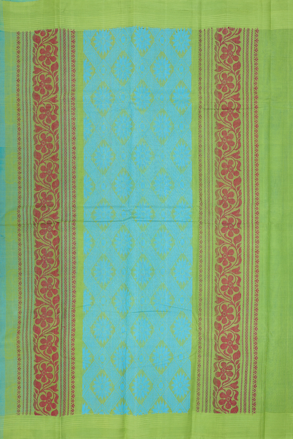 Kanchi Cotton Saree In Blue With Paisley Buttas