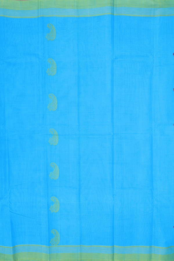 Kanchi Cotton Saree In Blue With Paisley Buttas