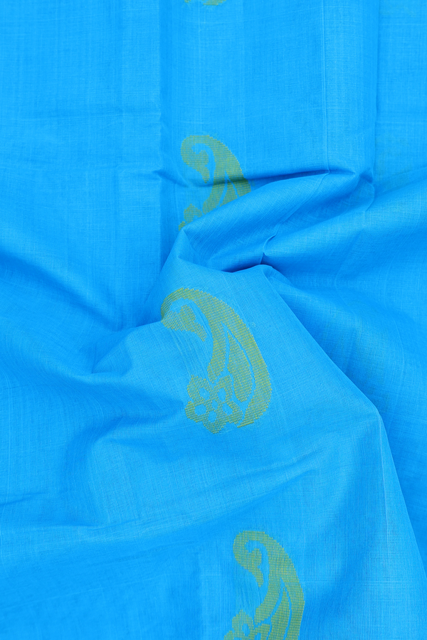 Kanchi Cotton Saree In Blue With Paisley Buttas