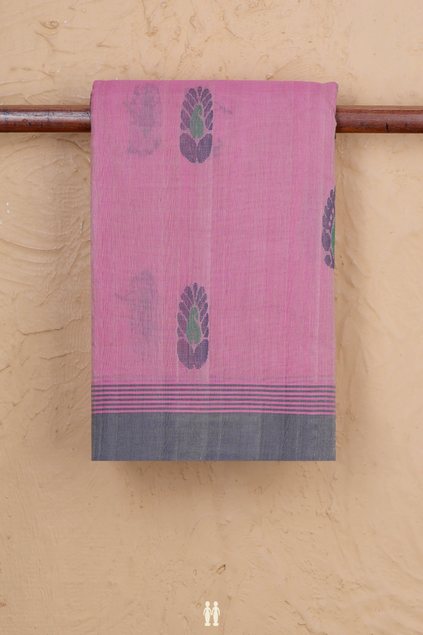 Kanchi Cotton Saree In Dusty Pink With Threadwork Buttas