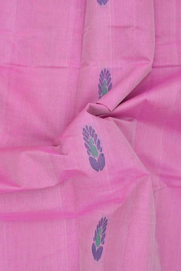 Kanchi Cotton Saree In Dusty Pink With Threadwork Buttas