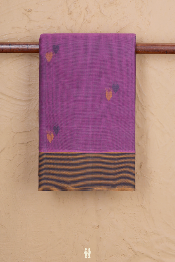 Kanchi Cotton Saree In Dusty Purple With Threadwork Buttas
