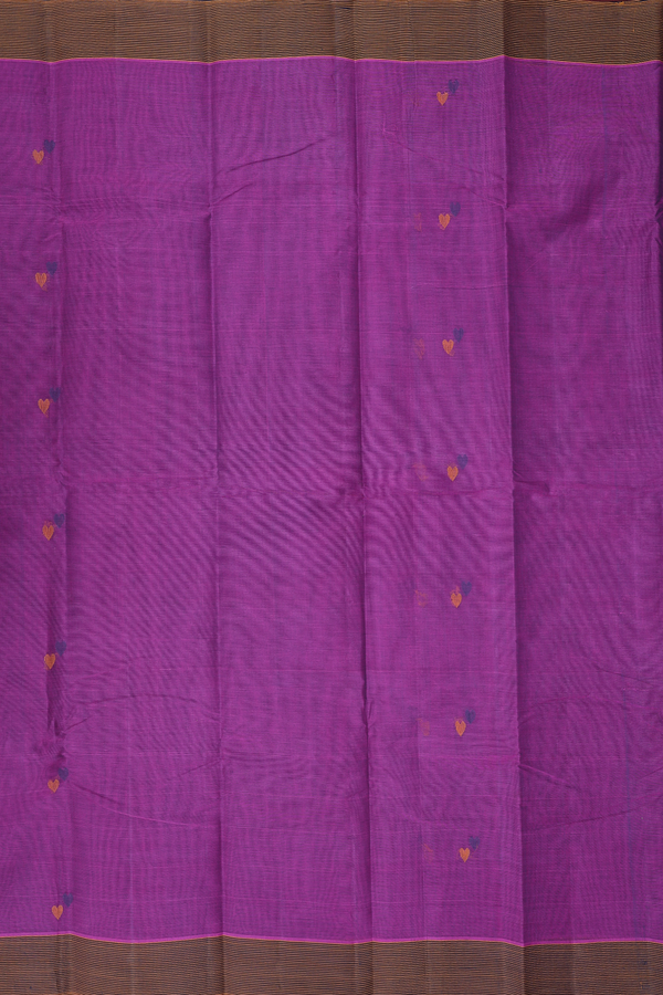 Kanchi Cotton Saree In Dusty Purple With Threadwork Buttas