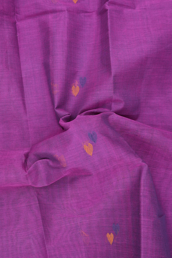 Kanchi Cotton Saree In Dusty Purple With Threadwork Buttas