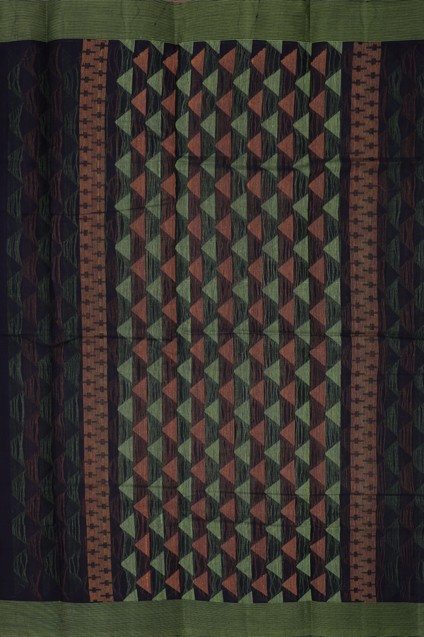 Kanchi Cotton Saree In Mustard Brown With Threadwork Buttas