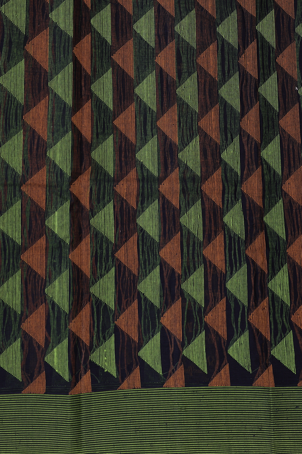 Kanchi Cotton Saree In Mustard Brown With Threadwork Buttas