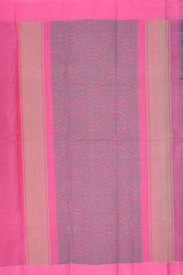 Kanchi Cotton Saree In Green With Threadwork Buttas