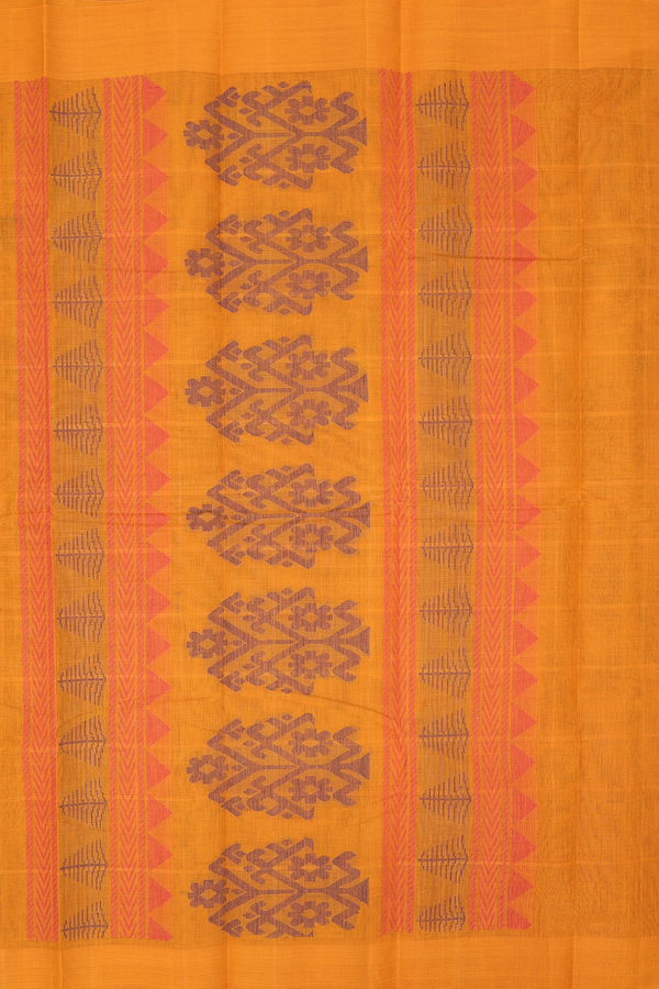 Kanchi Cotton Saree In Dark Green With Diamond Buttas