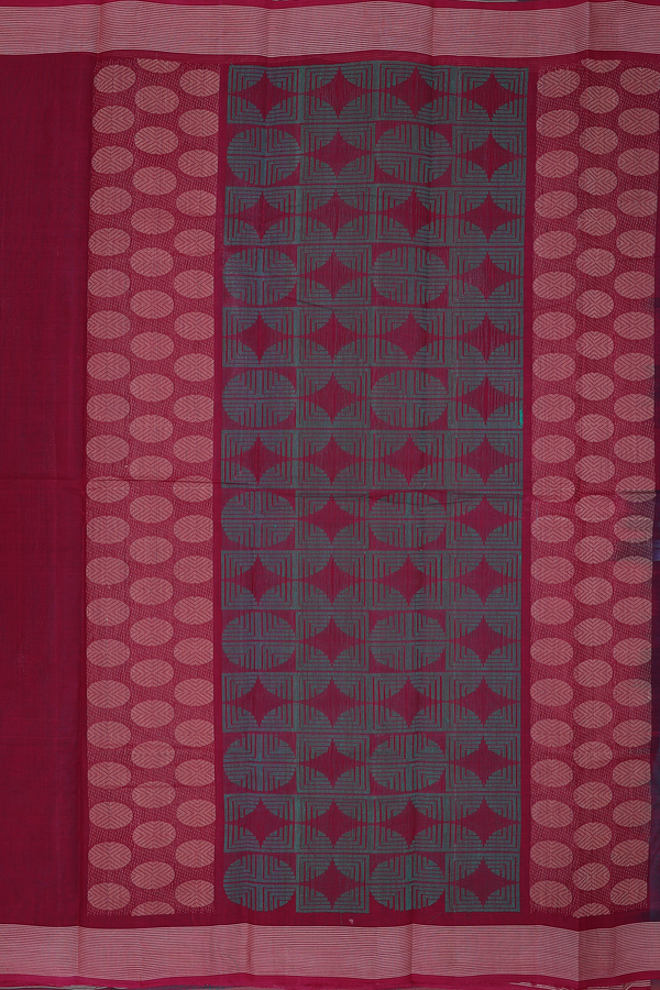 Kanchi Cotton Saree In Green With Threadwork Buttas