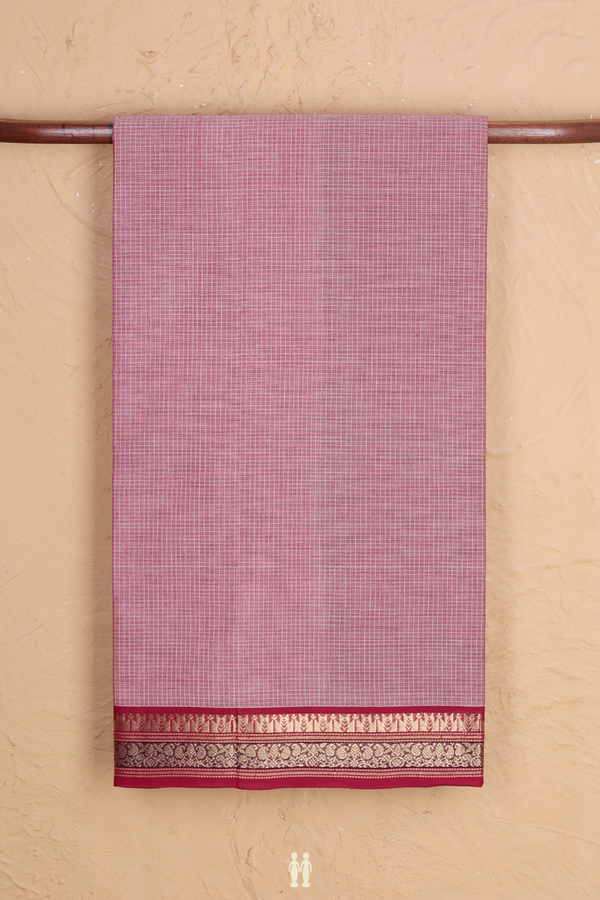 Coimbatore Cotton Saree In Dusty Rose With Checks Design