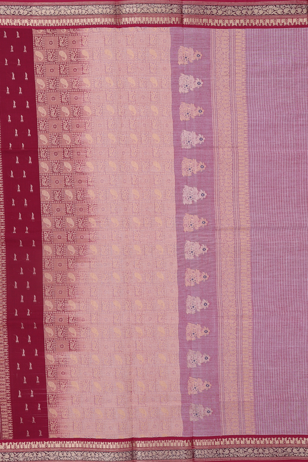 Coimbatore Cotton Saree In Dusty Rose With Checks Design
