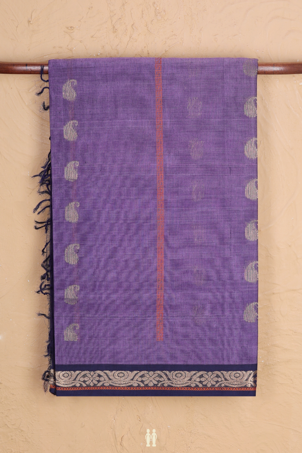 Coimbatore Cotton Saree In Light Purple With Paisley Buttas