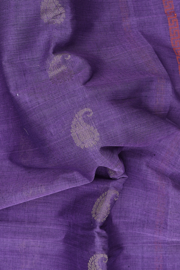 Coimbatore Cotton Saree In Light Purple With Paisley Buttas