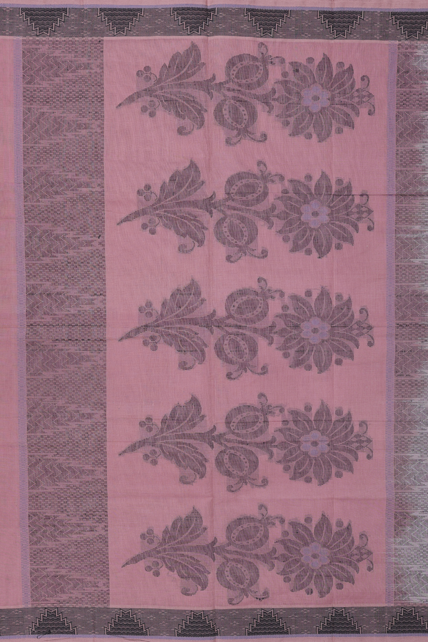 Coimbatore Cotton Saree In Pastel Brown With Paisley Motifs