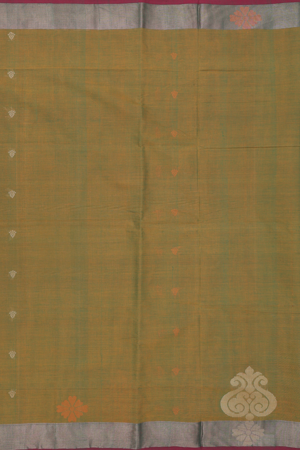 Coimbatore Cotton Saree In Dual Tone With Threadwork Buttas