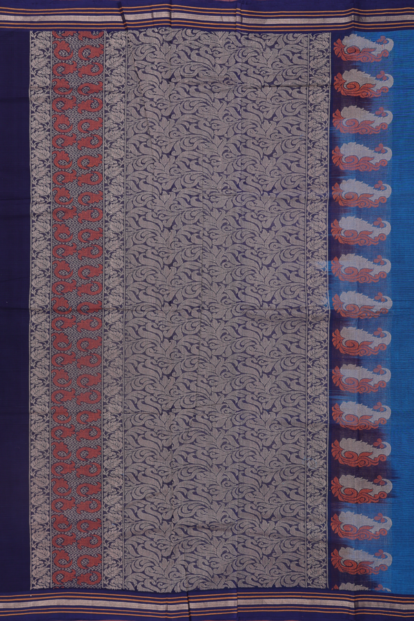 Coimbatore Cotton Saree In Blue With Threadwork Buttas