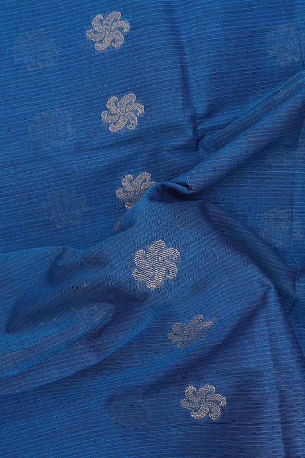Coimbatore Cotton Saree In Blue With Threadwork Buttas
