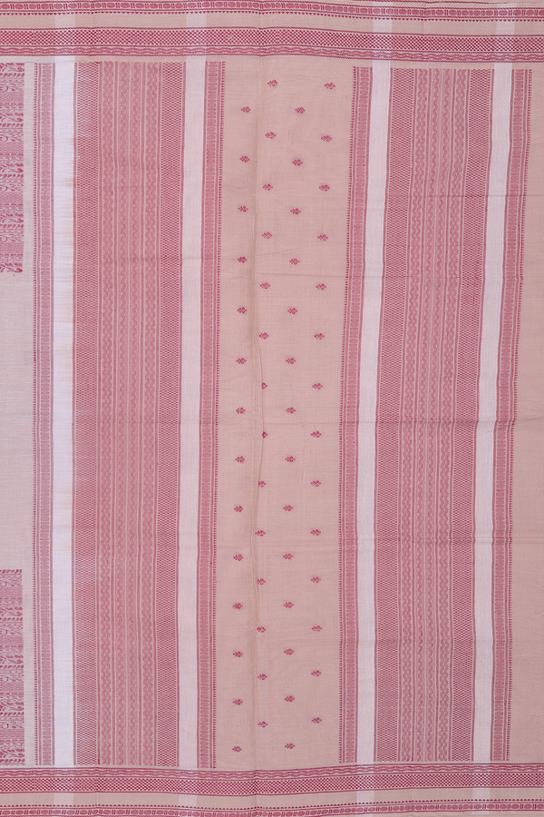 Coimbatore Cotton Saree In Cream Color With Peacock Buttas