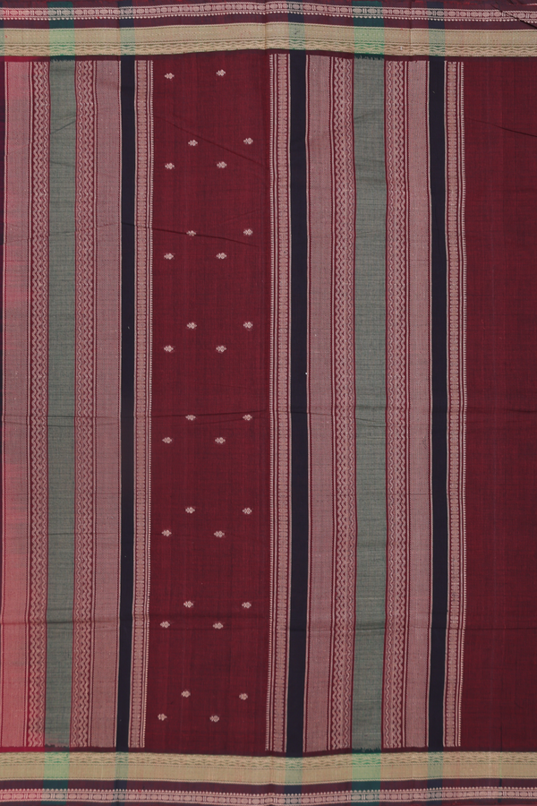 Coimbatore Cotton Saree In Rust Red With Self Stripes Design