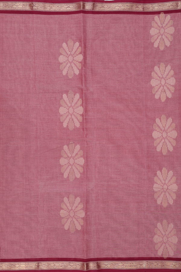 Coimbatore Cotton Saree In Pink With Floral Design