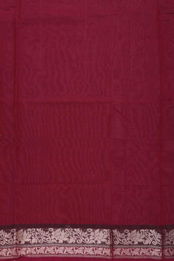 Coimbatore Cotton Saree In Oxford Brown With Leaf Buttis