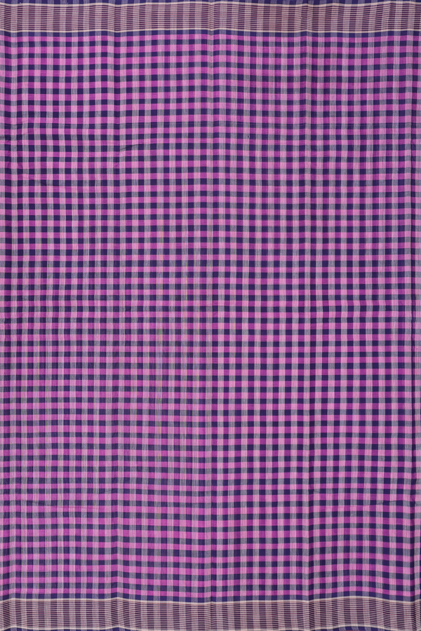 Kanchi Cotton Saree In Blue And Pink With Checks Design