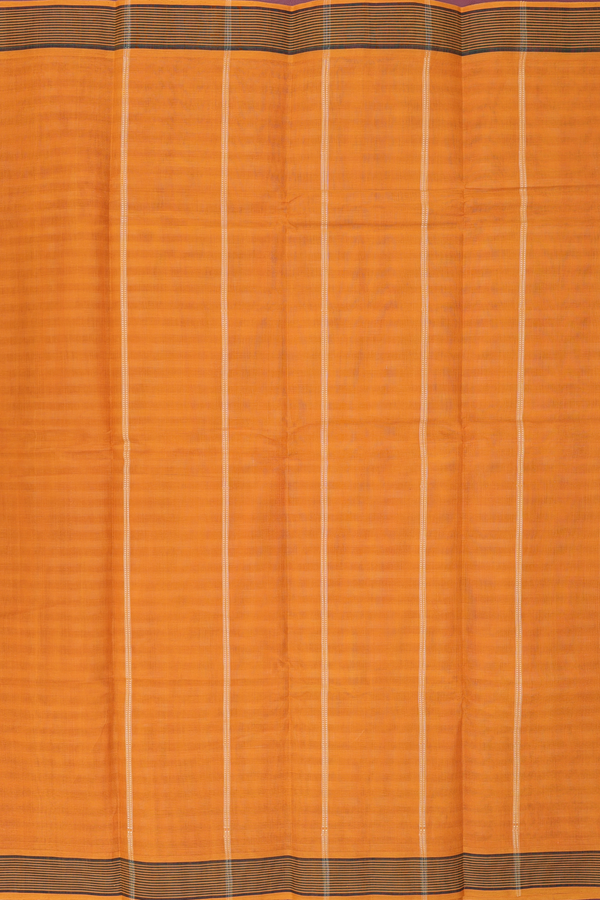 Kanchi Cotton Saree In Cream And Orange With Checks Design