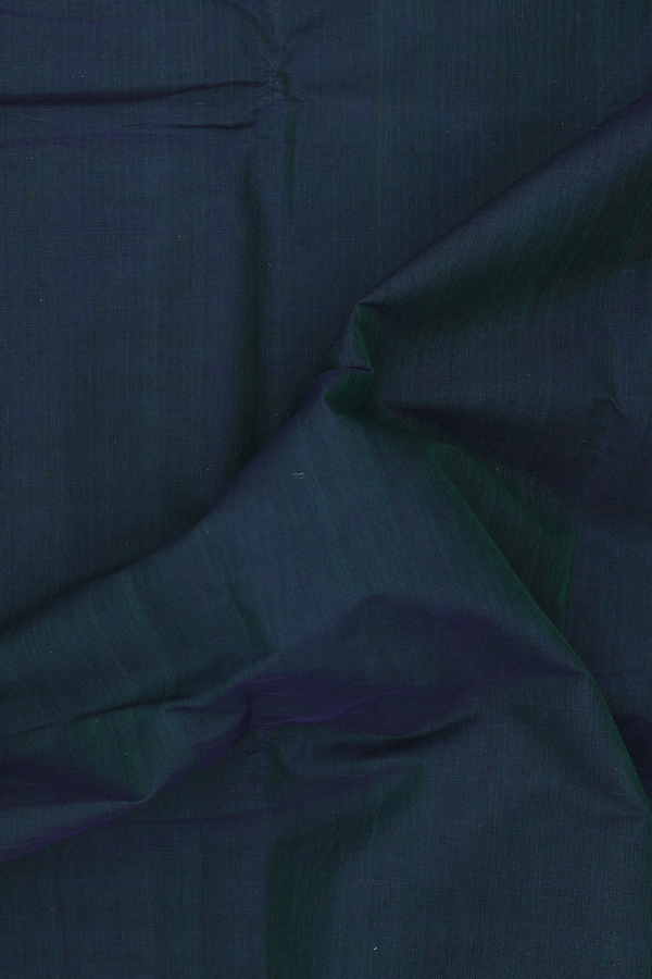 Kanchi Cotton Saree In Bottle Green With Contrast Border