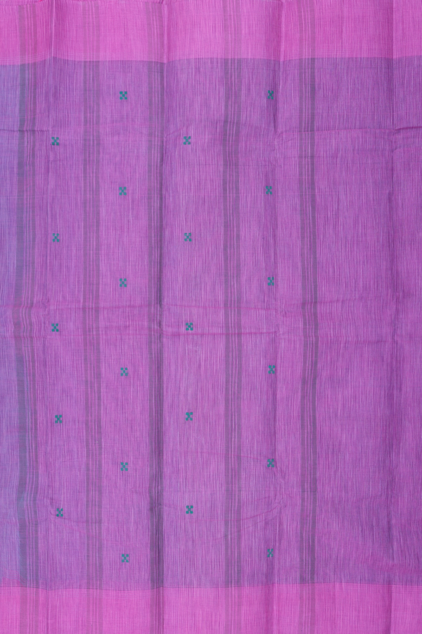 Kanchi Cotton Saree In Turkish Blue With Threadwork Buttas