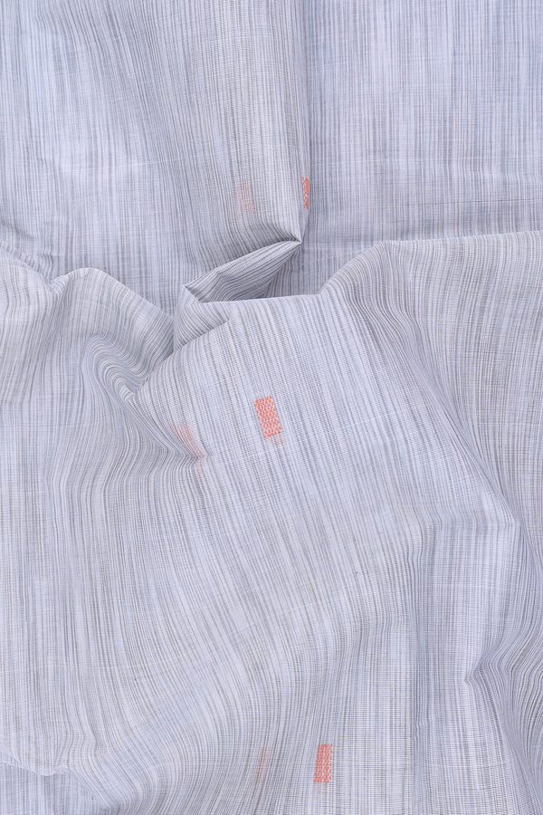 Kanchi Cotton Saree In Light Grey With Threadwork Buttas