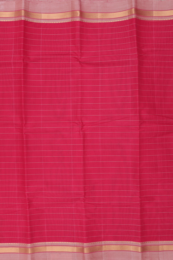 Kanchi Cotton Saree In Crimson Red With Stripes Design