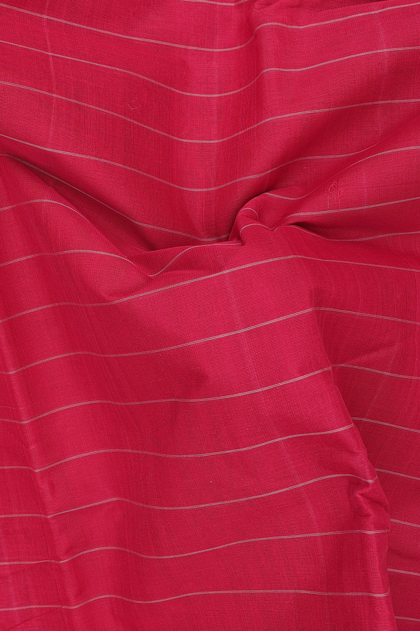 Kanchi Cotton Saree In Crimson Red With Stripes Design