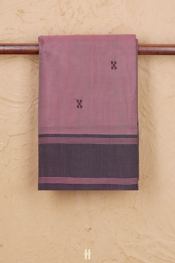 Kanchi Cotton Saree In Dusty Mauve With Threadwork Buttas