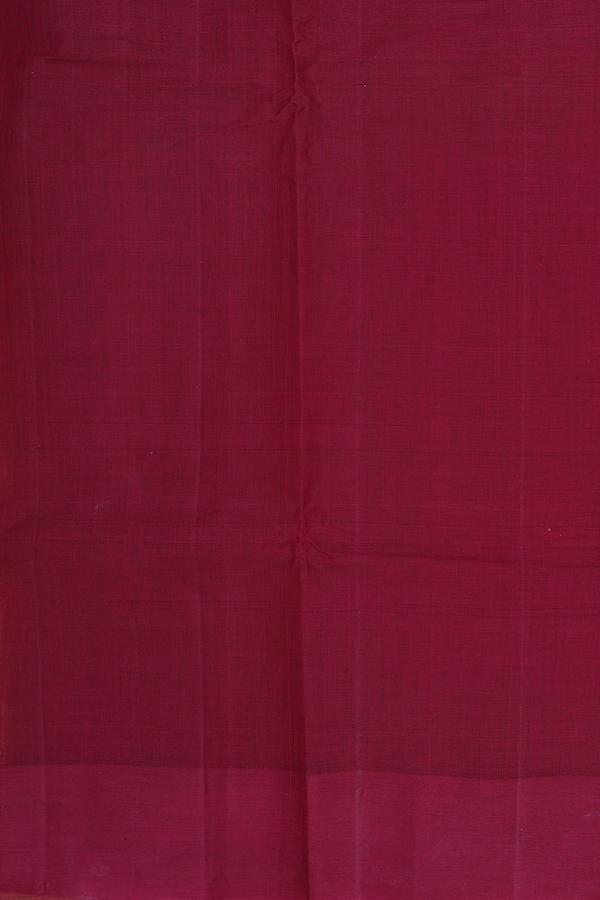 Kanchi Cotton Saree In Ochre Orange With Threadwork Buttas
