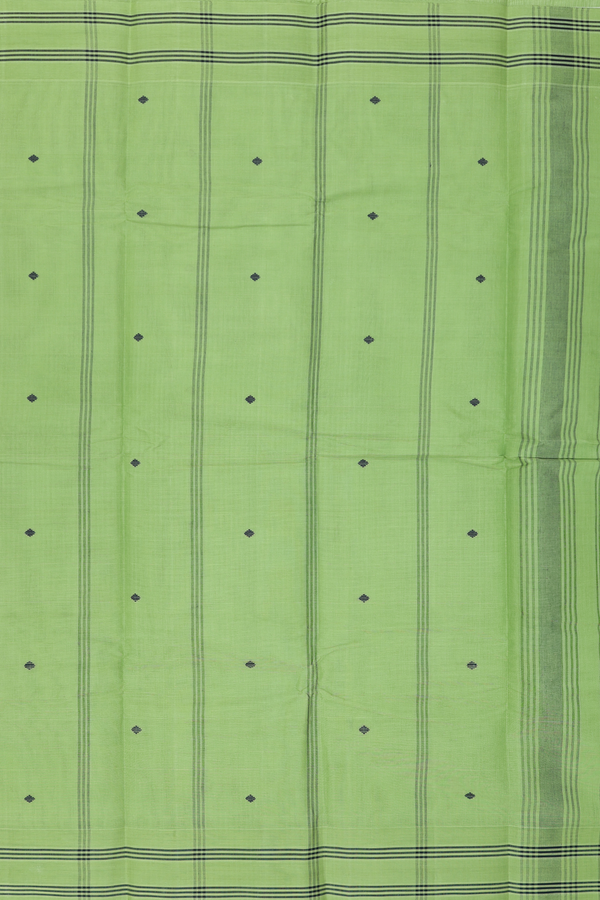 Kanchi Cotton Saree In Light Green With Diamond Buttas