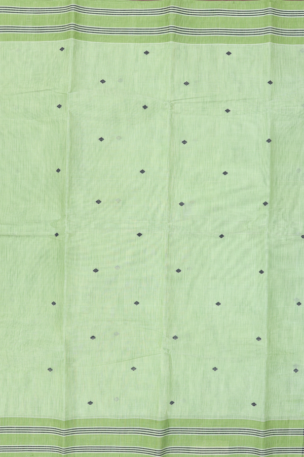 Kanchi Cotton Saree In Light Green With Diamond Buttas
