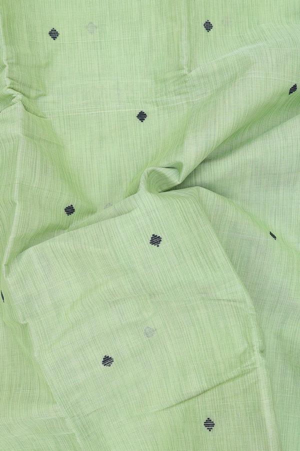 Kanchi Cotton Saree In Light Green With Diamond Buttas