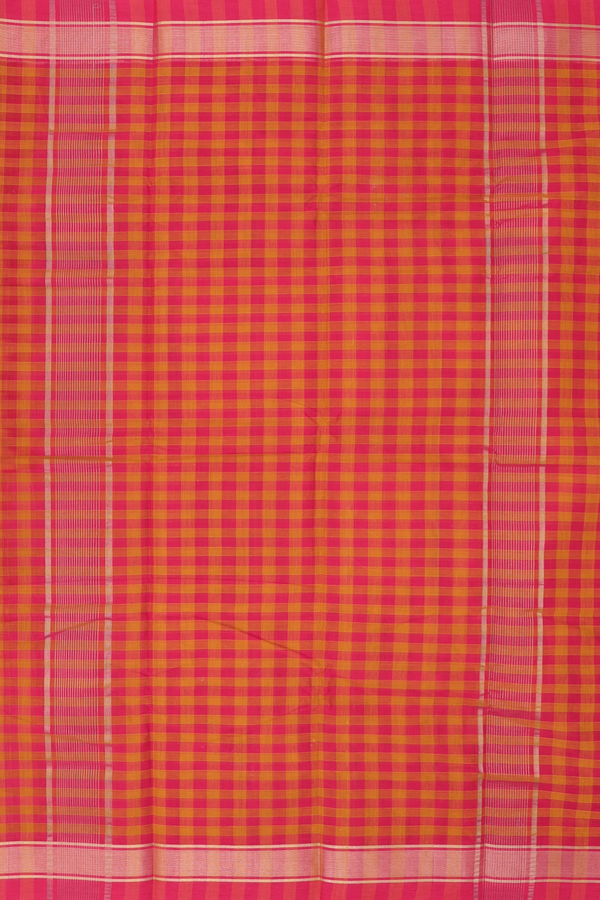 Kanchi Cotton Saree In Copper Orange With Stripes Design