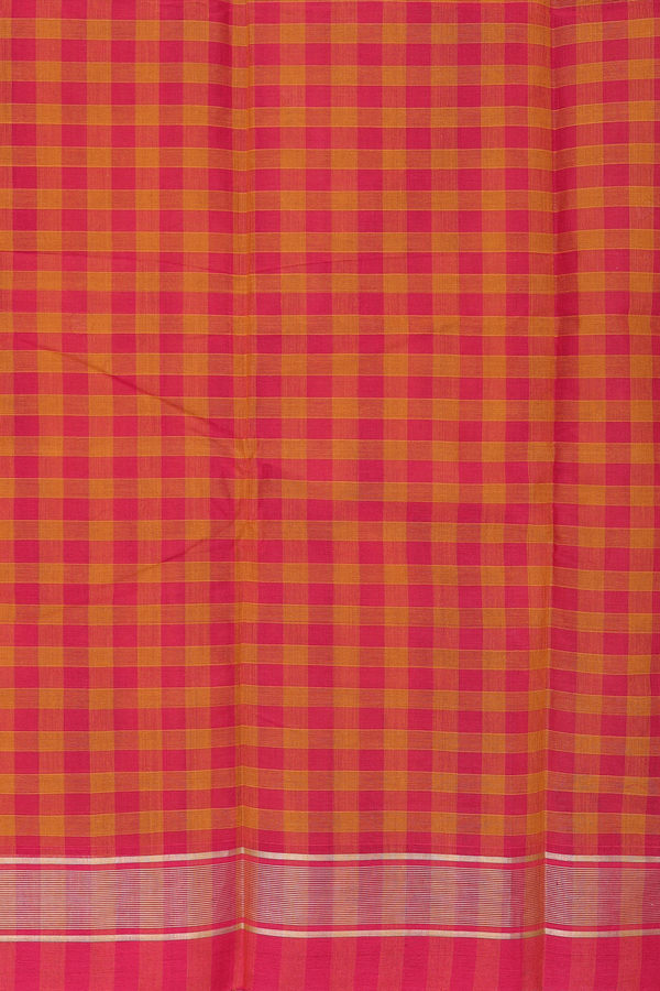 Kanchi Cotton Saree In Copper Orange With Stripes Design